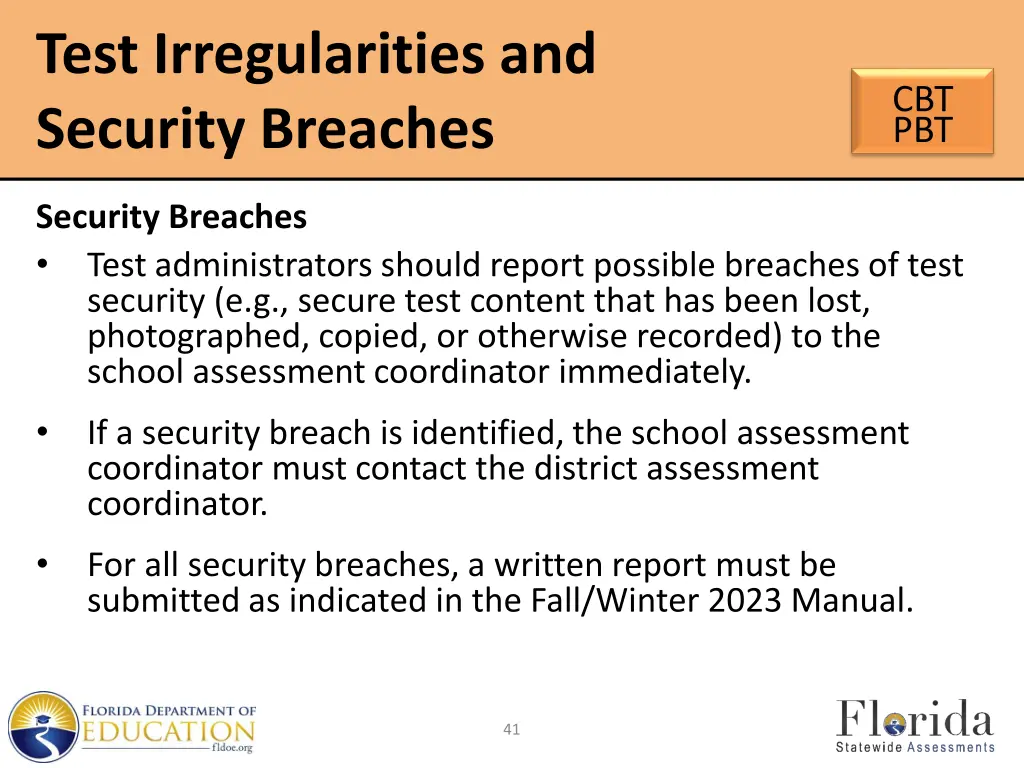 test irregularities and security breaches 1