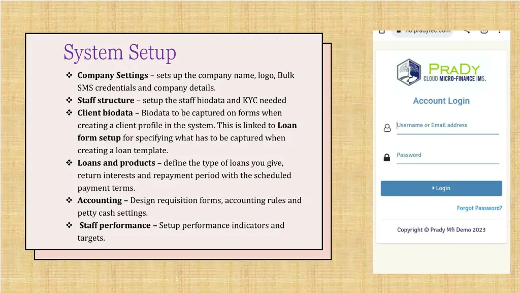 system setup