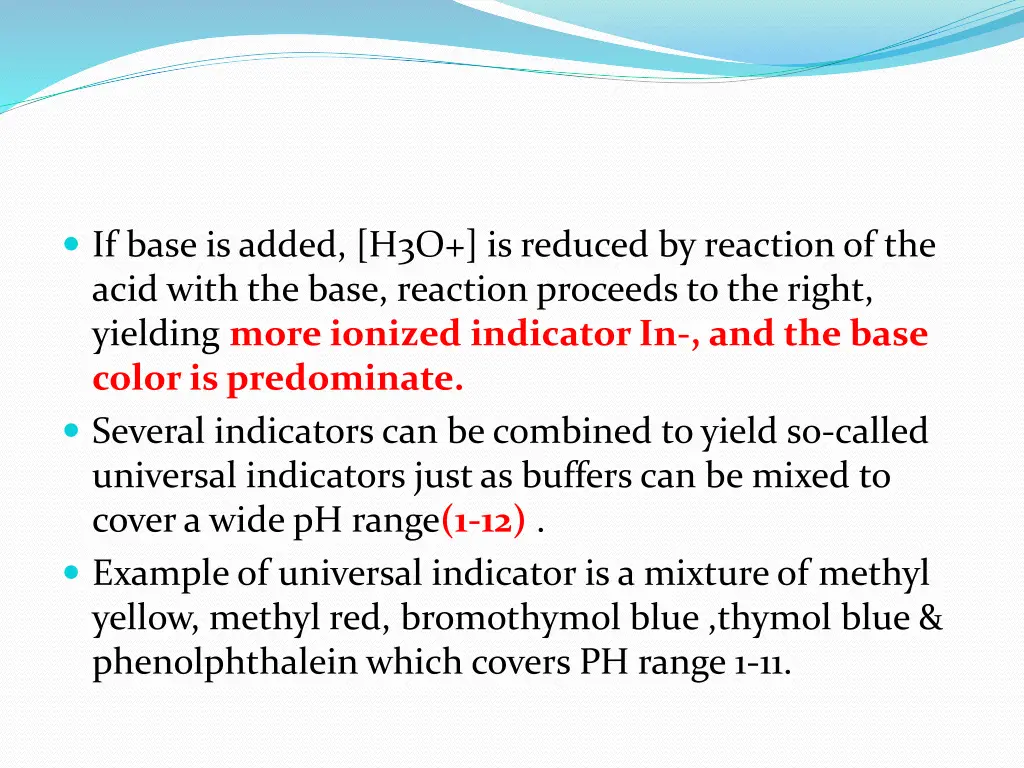 if base is added h3o is reduced by reaction