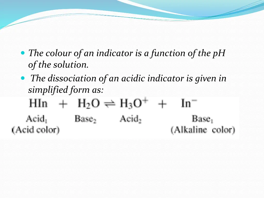 the colour of an indicator is a function