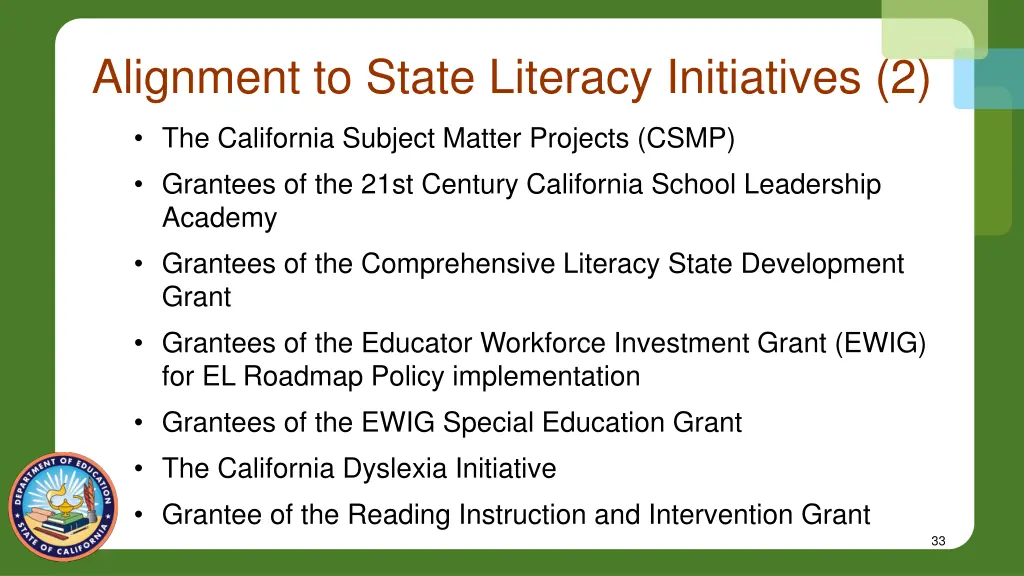 alignment to state literacy initiatives 2