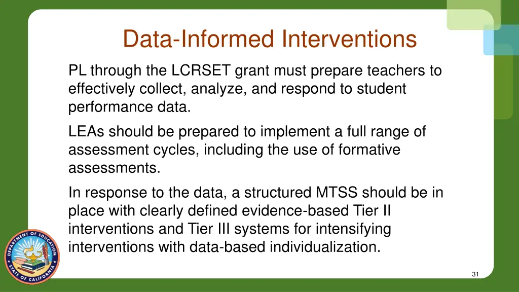 data informed interventions