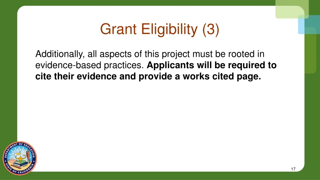 grant eligibility 3