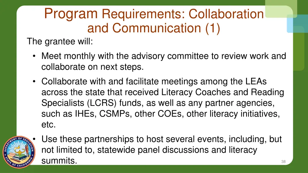 program requirements collaboration