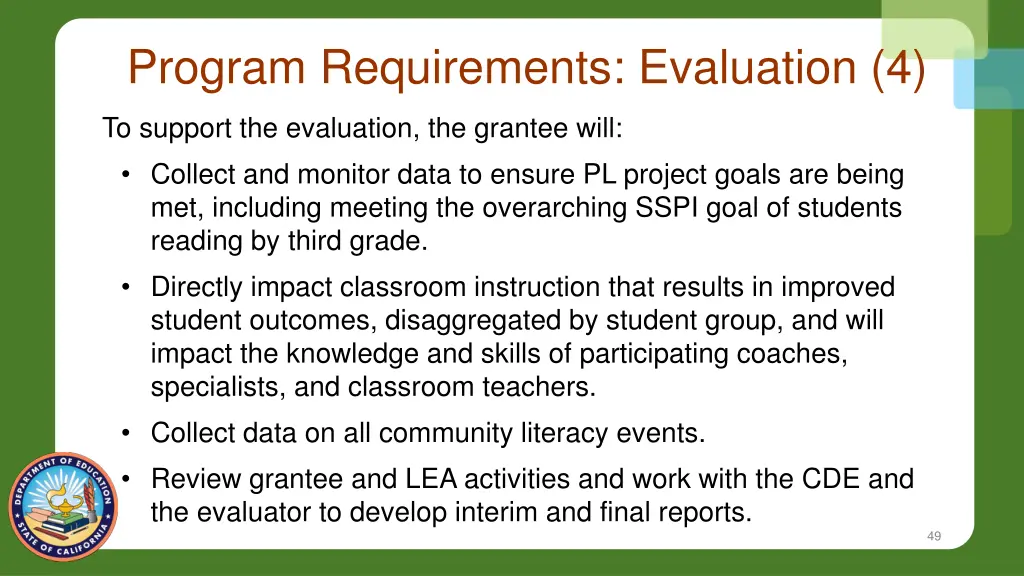 program requirements evaluation 4