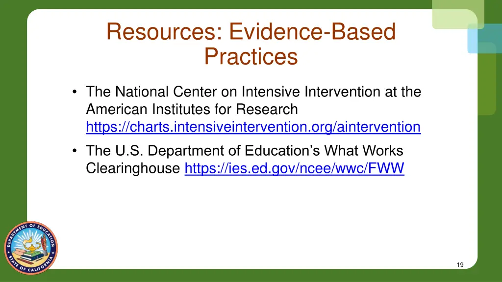 resources evidence based practices