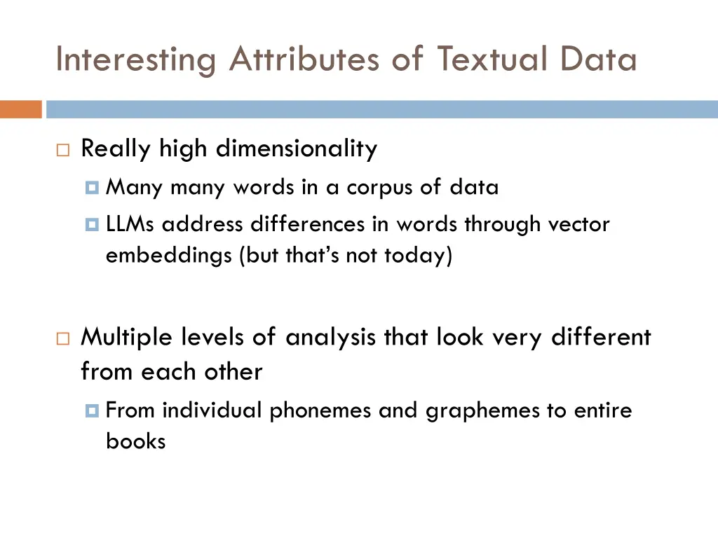 interesting attributes of textual data