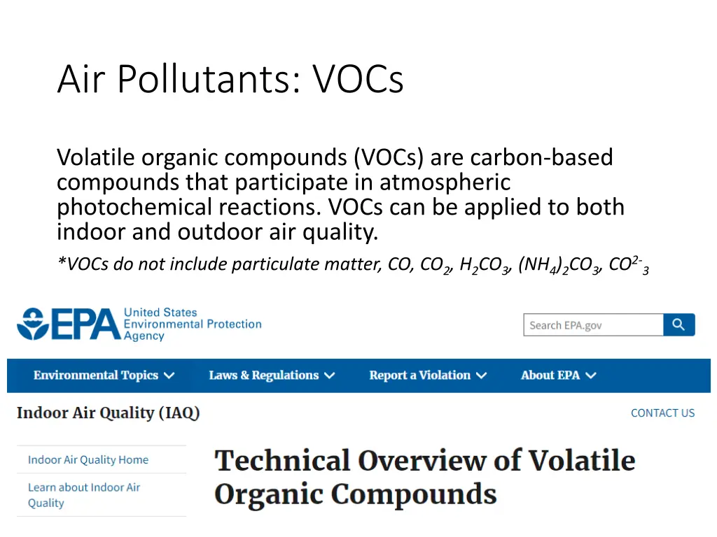 air pollutants vocs