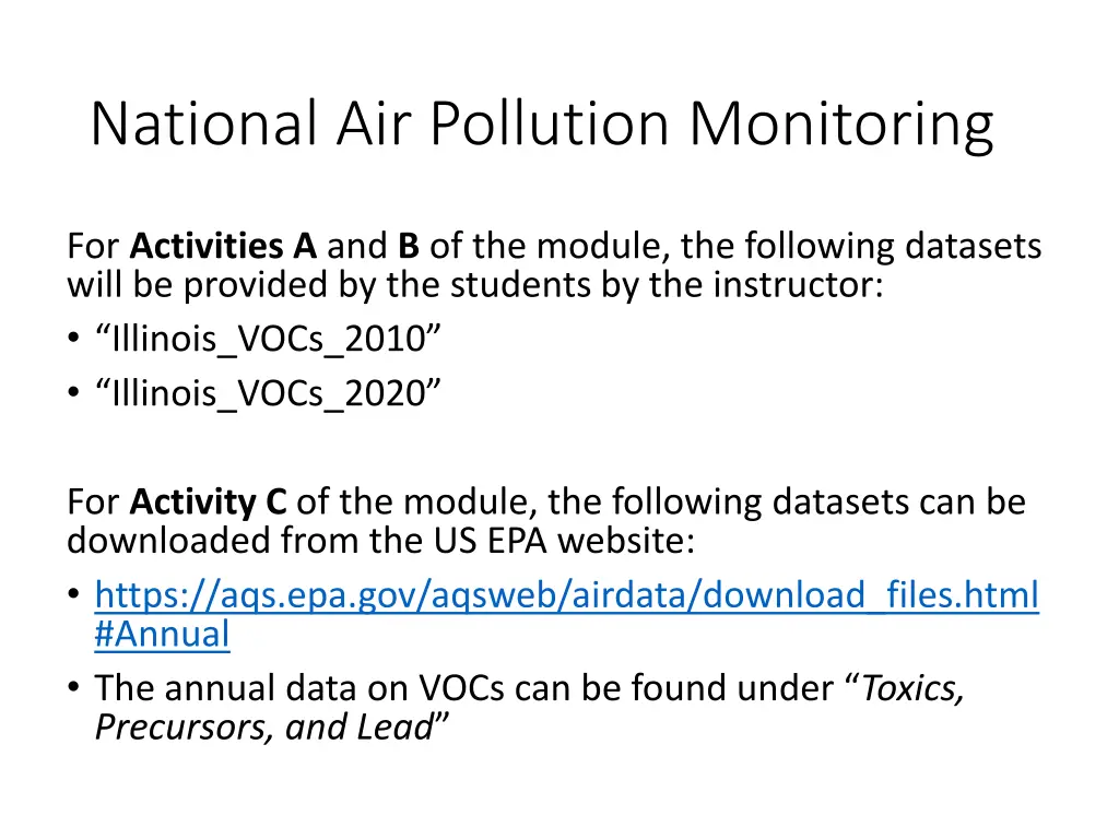 national air pollution monitoring