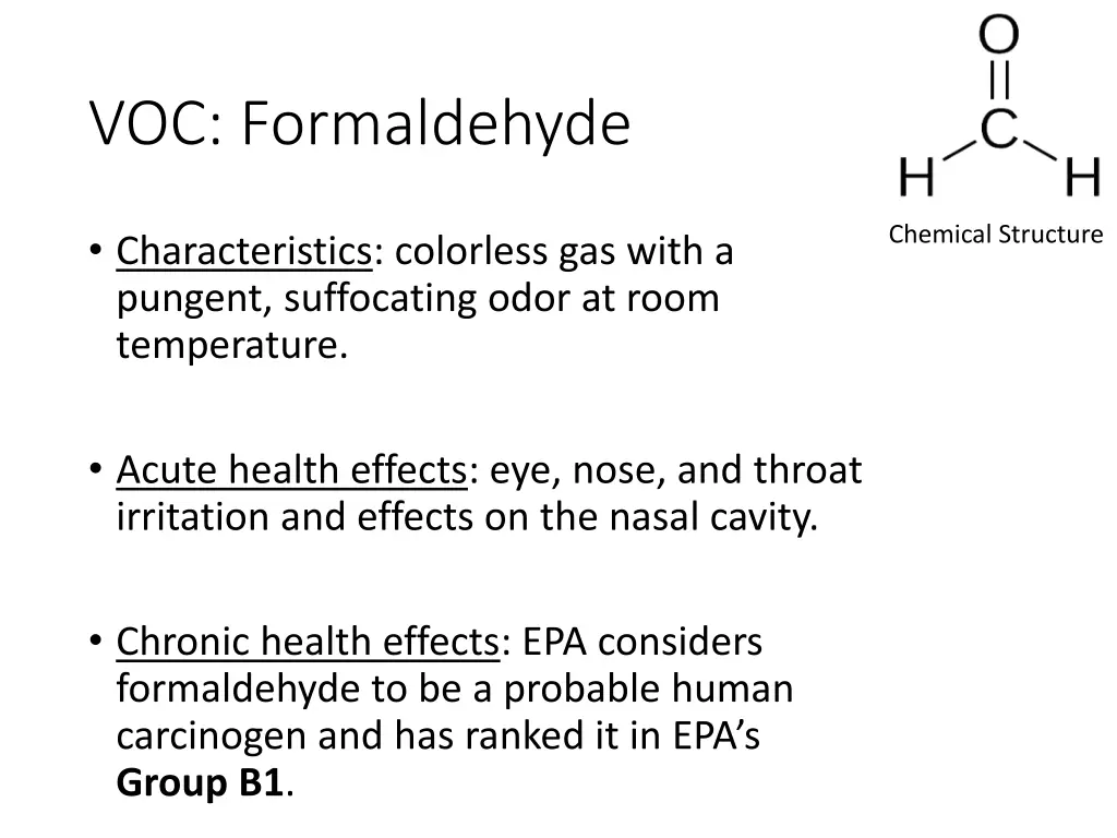 voc formaldehyde