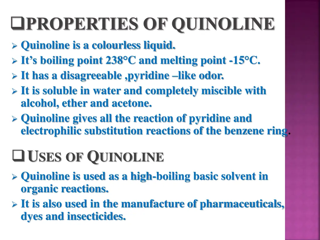 properties of quinoline