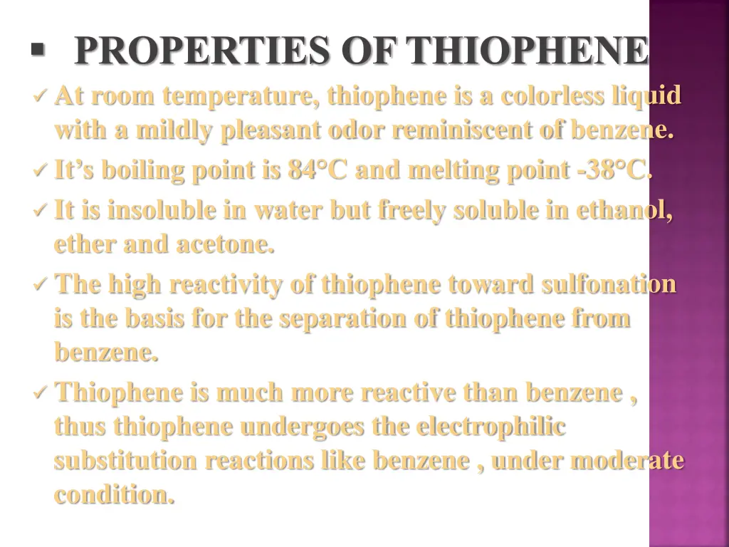 properties of thiophene at room temperature