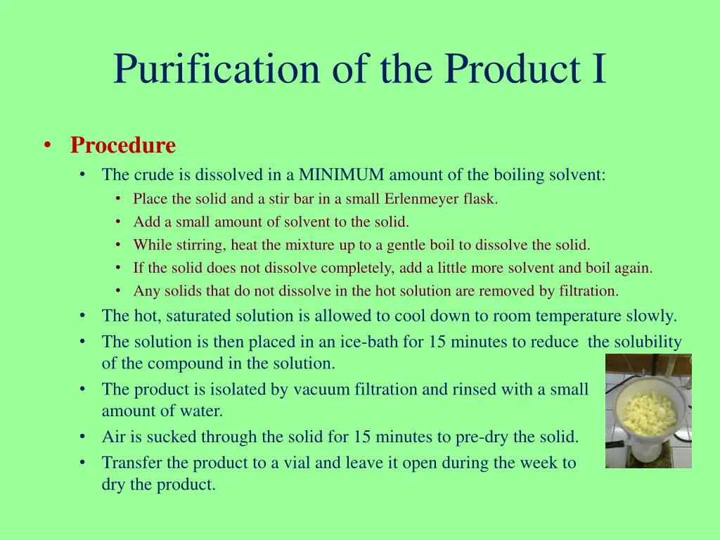 purification of the product i 1