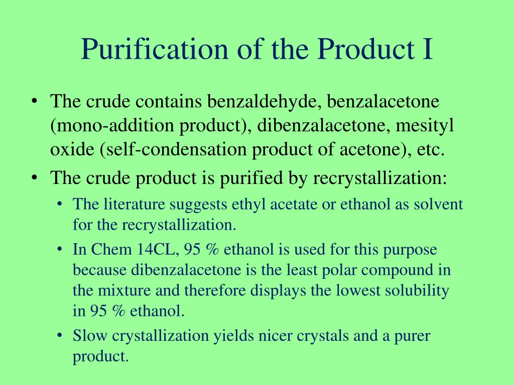 purification of the product i