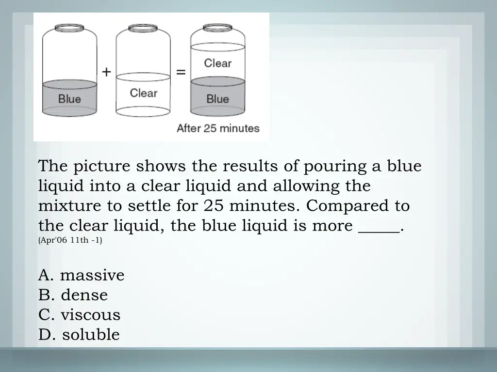 the picture shows the results of pouring a blue 1