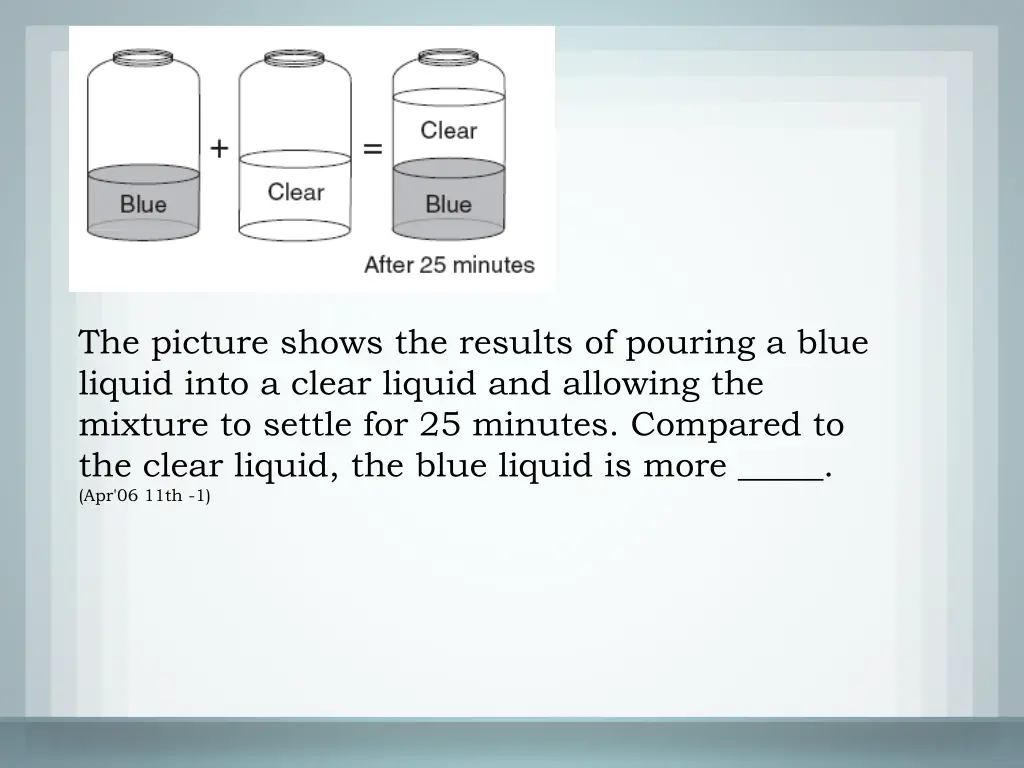 the picture shows the results of pouring a blue