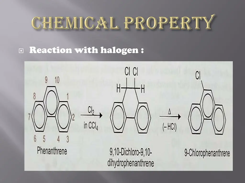 reaction with halogen