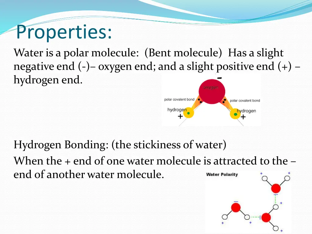 properties water is a polar molecule bent