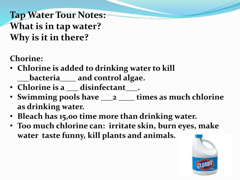 tap water tour notes what is in tap water