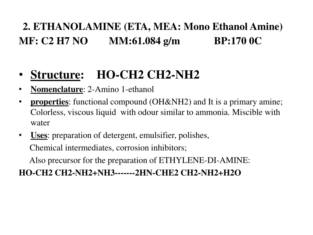 2 ethanolamine eta mea mono ethanol amine