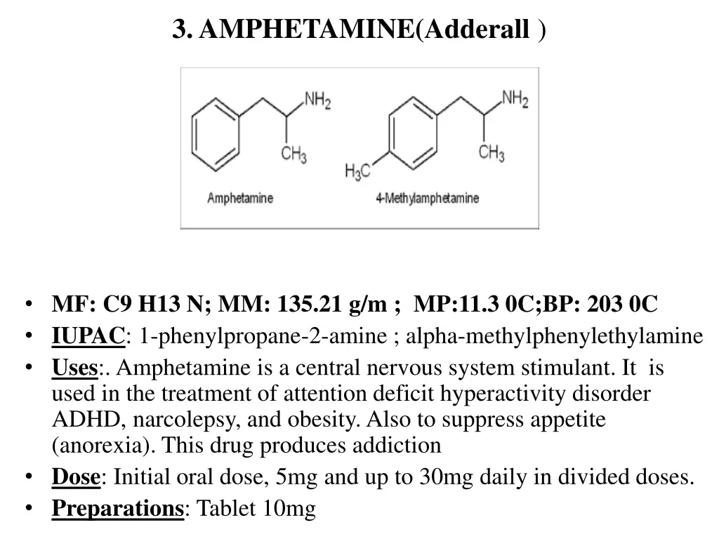 3 amphetamine adderall