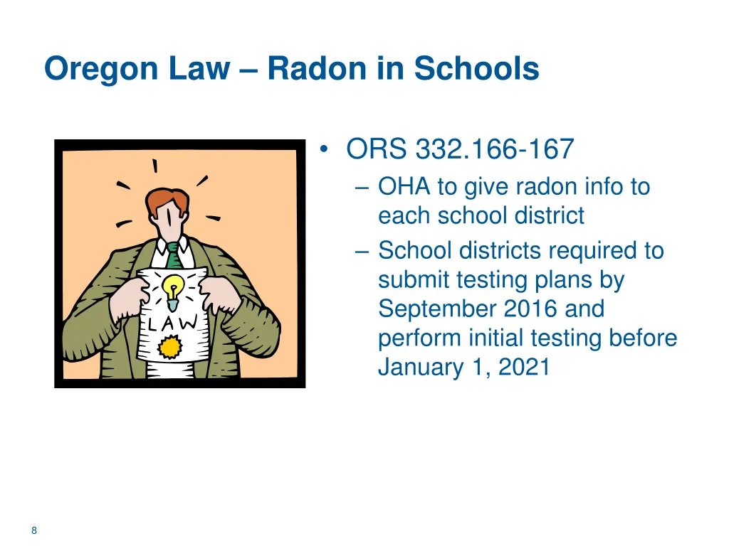 oregon law radon in schools