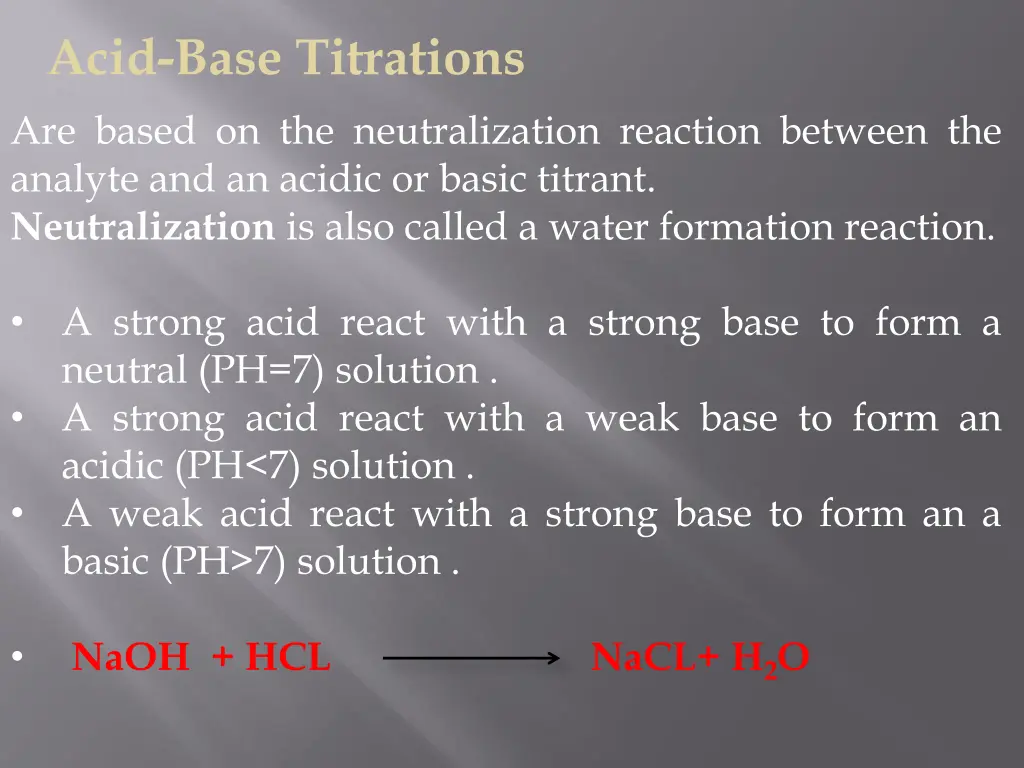 acid base titrations are based