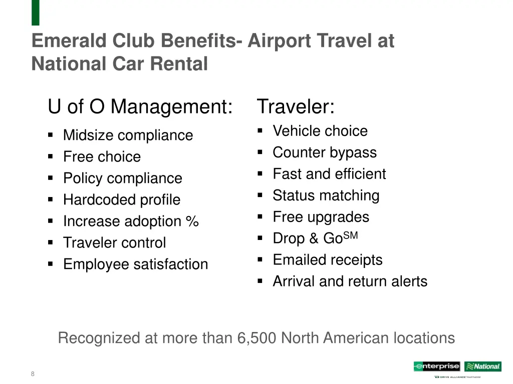 emerald club benefits airport travel at national