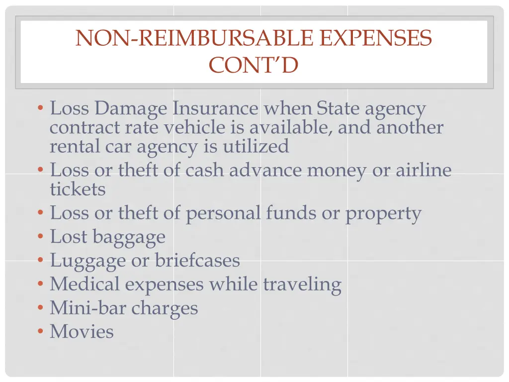 non reimbursable expenses cont d 1