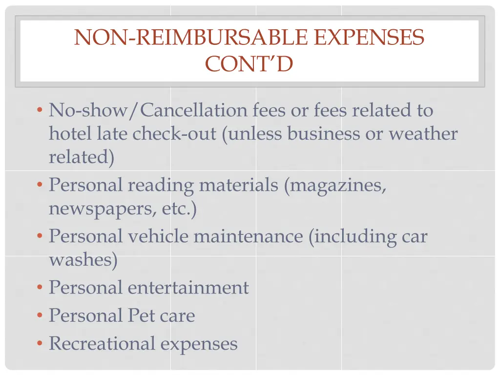 non reimbursable expenses cont d 2