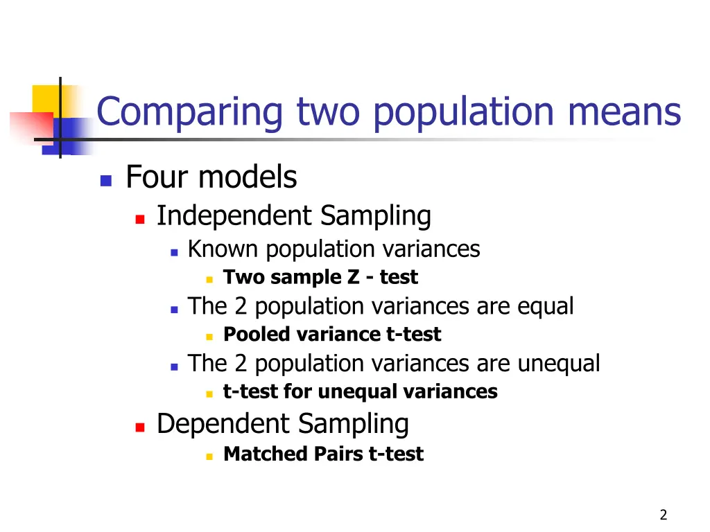 comparing two population means