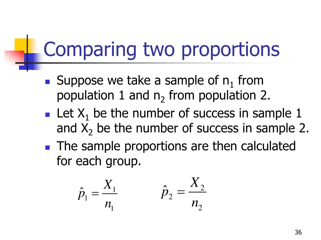 comparing two proportions