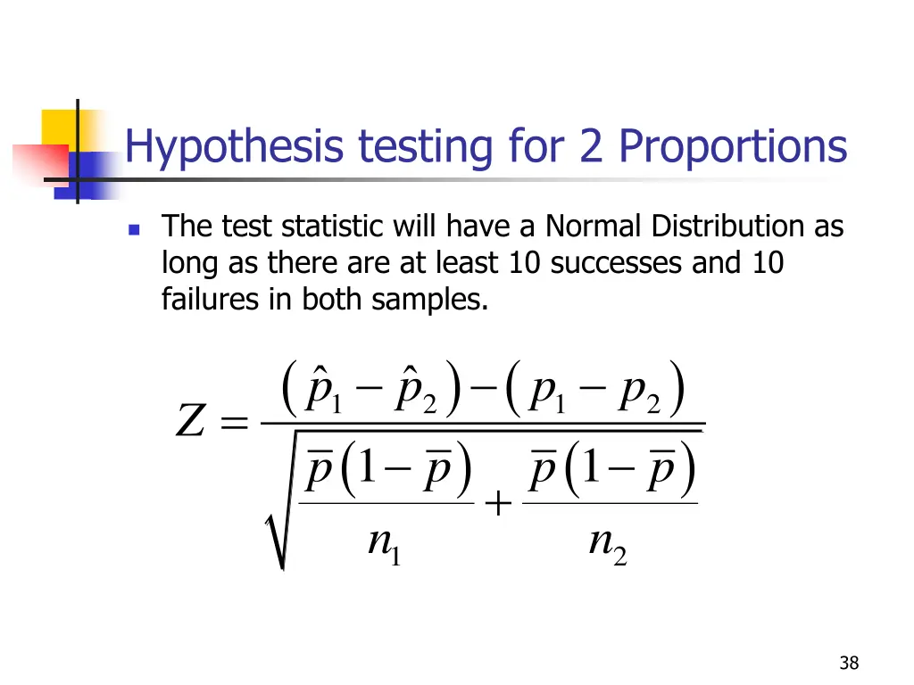 hypothesis testing for 2 proportions 1