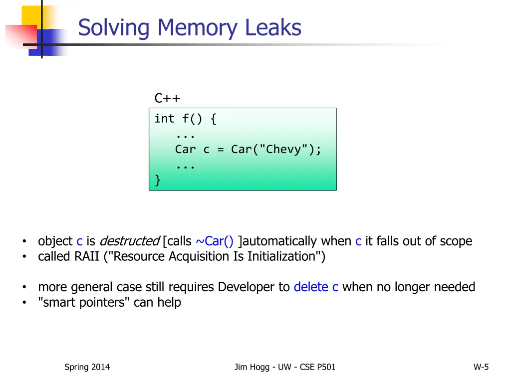 solving memory leaks