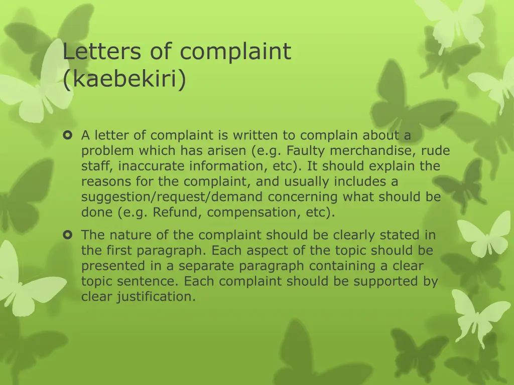 letters of complaint kaebekiri