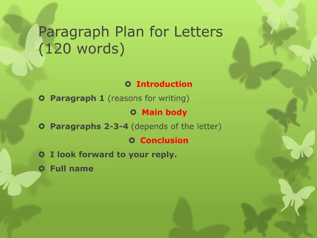 paragraph plan for letters 120 words