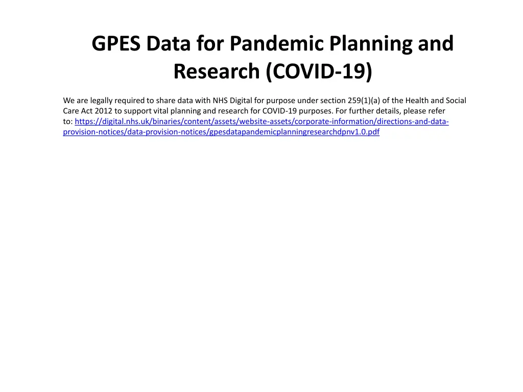 gpes data for pandemic planning and research