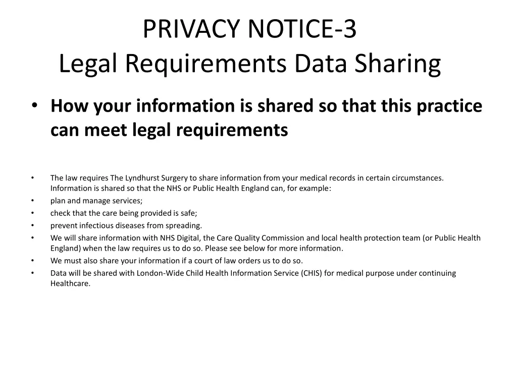 privacy notice 3 legal requirements data sharing