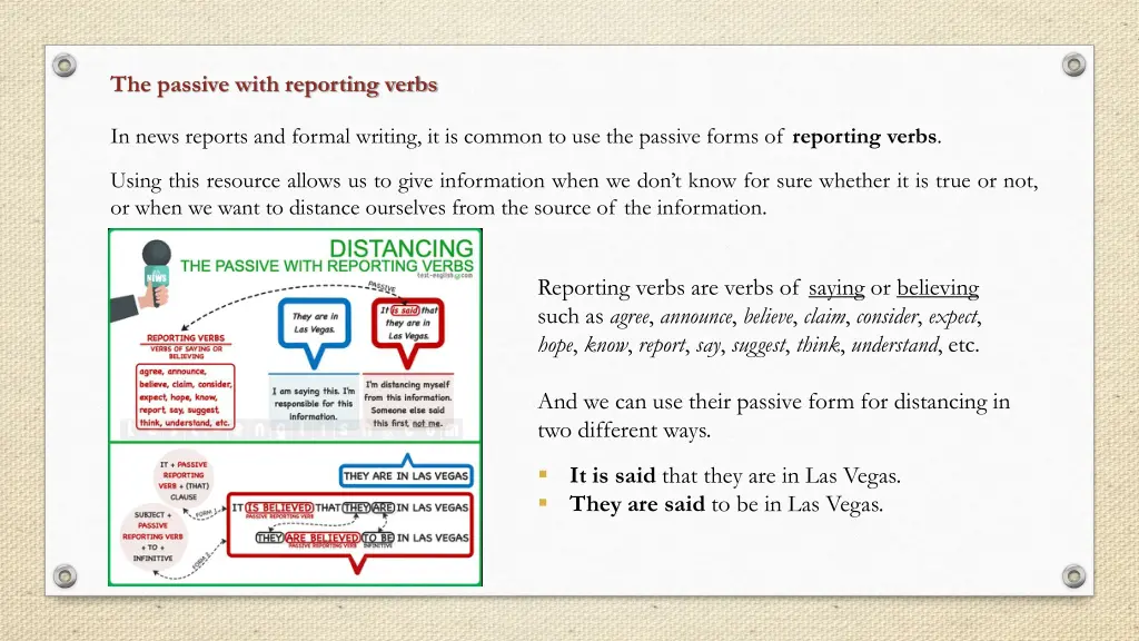 the passive with reporting verbs