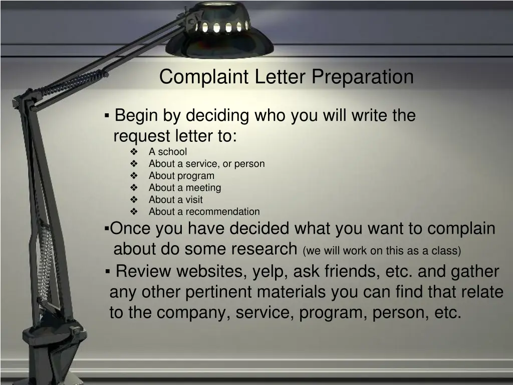 complaint letter preparation