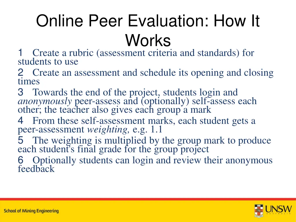 online peer evaluation how it works