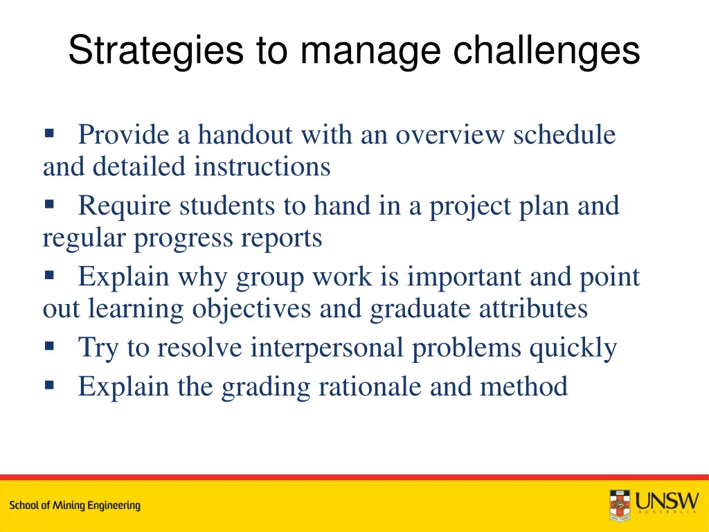 strategies to manage challenges