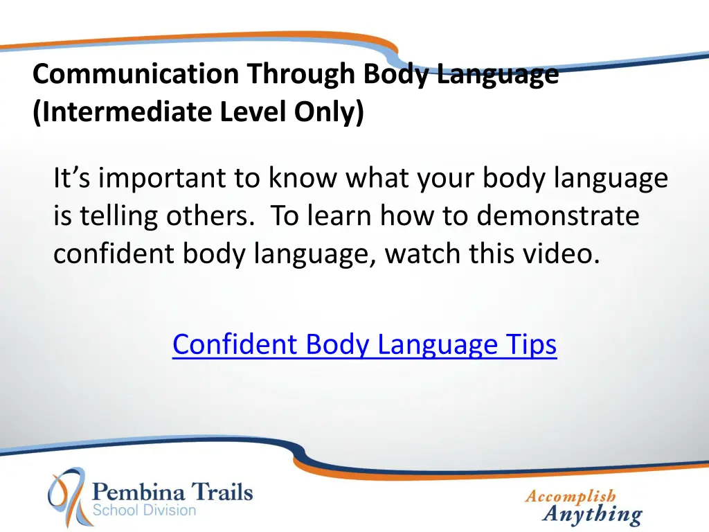 communication through body language intermediate