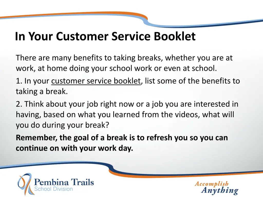 in your customer service booklet 3