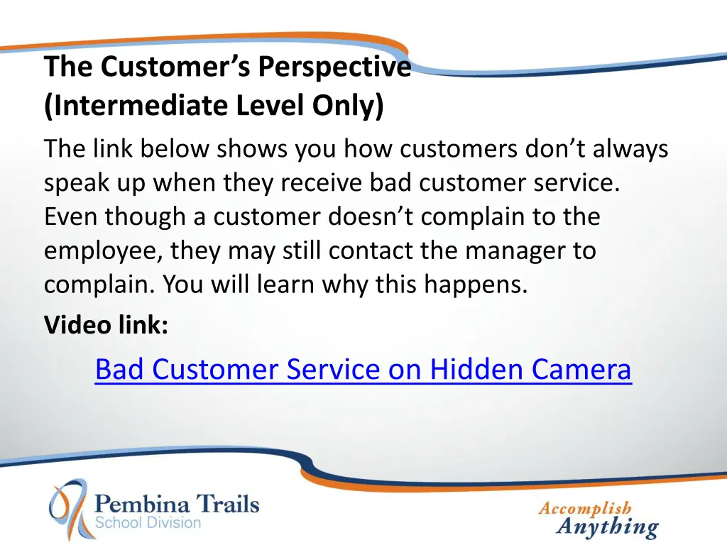 the customer s perspective intermediate level