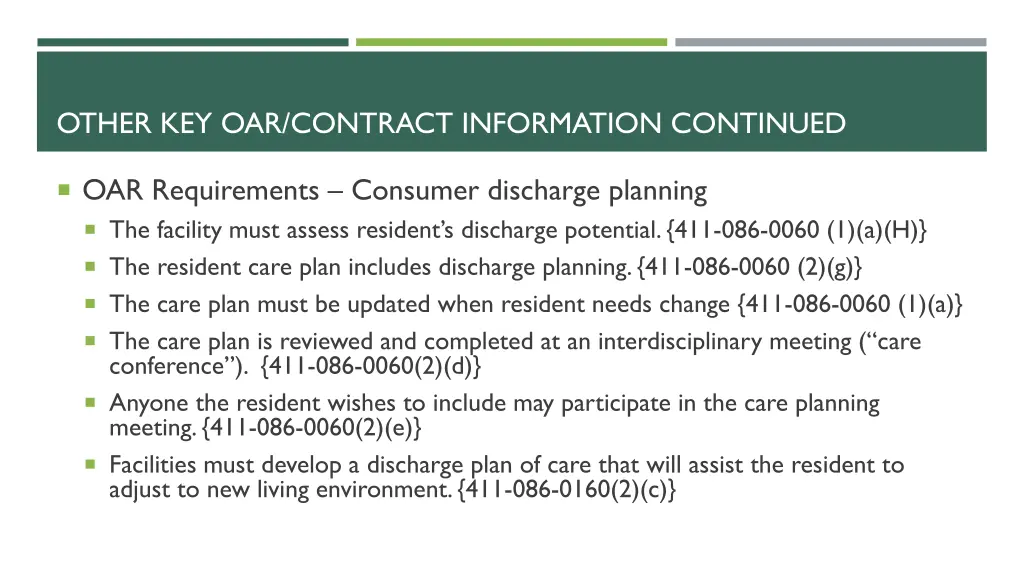 other key oar contract information continued