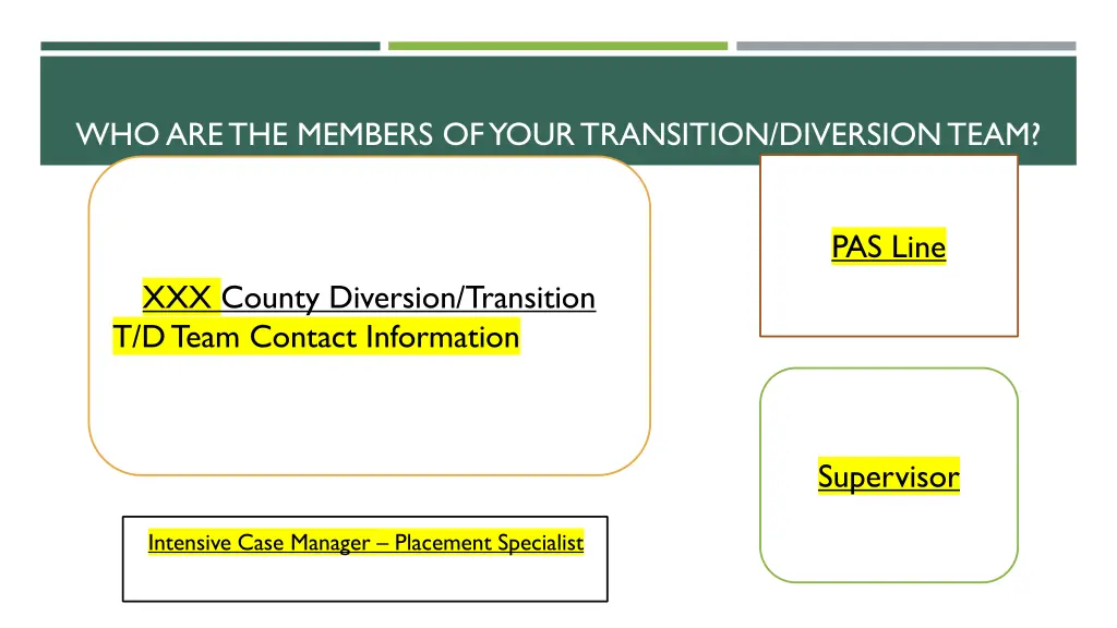 who are the members of your transition diversion