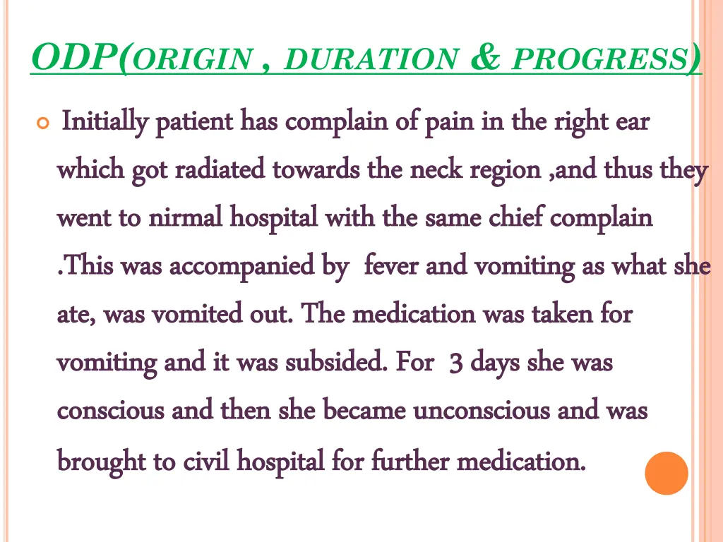 odp origin duration progress