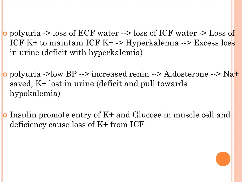 polyuria loss of ecf water loss of icf water loss