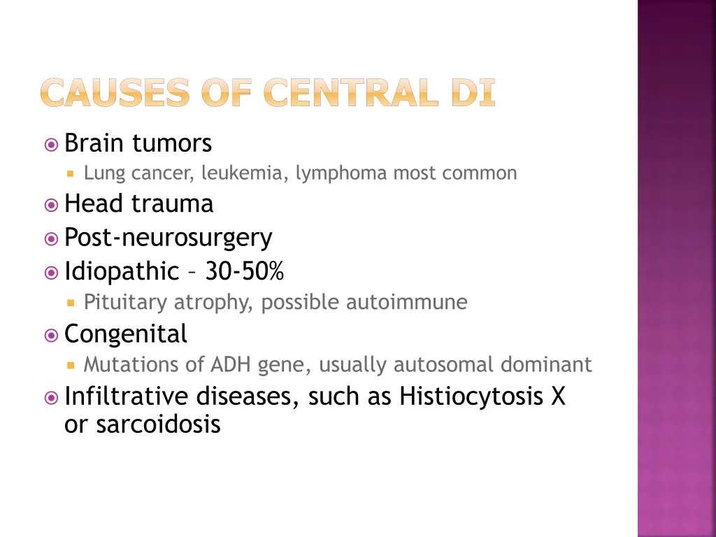 causes of central di